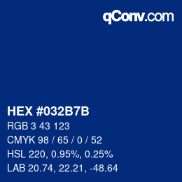 カラーコード: HEX #032B7B | qconv.com