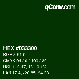 Color code: HEX #033300 | qconv.com