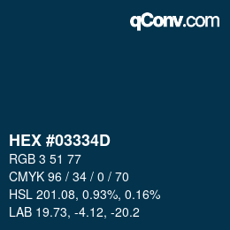 カラーコード: HEX #03334D | qconv.com