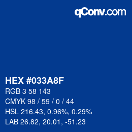 カラーコード: HEX #033A8F | qconv.com