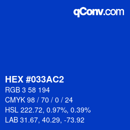 Color code: HEX #033AC2 | qconv.com