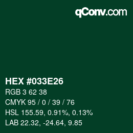 Color code: HEX #033E26 | qconv.com