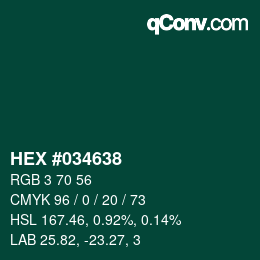 Color code: HEX #034638 | qconv.com