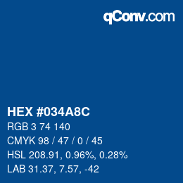 カラーコード: HEX #034A8C | qconv.com