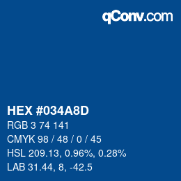Color code: HEX #034A8D | qconv.com