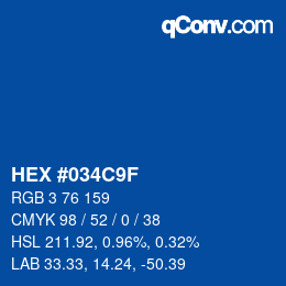 カラーコード: HEX #034C9F | qconv.com