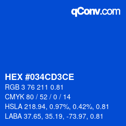 Code couleur: HEX #034CD3CE | qconv.com