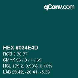 Color code: HEX #034E4D | qconv.com