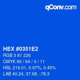Color code: HEX #0351E2 | qconv.com
