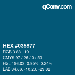 カラーコード: HEX #035877 | qconv.com