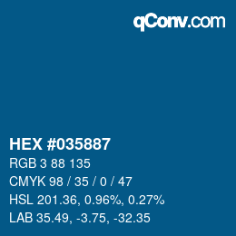 Color code: HEX #035887 | qconv.com