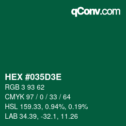 Color code: HEX #035D3E | qconv.com