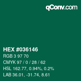 Color code: HEX #036146 | qconv.com