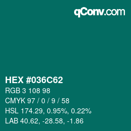 Farbcode: HEX #036C62 | qconv.com