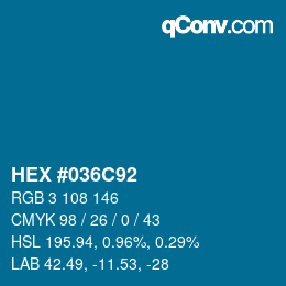 Color code: HEX #036C92 | qconv.com