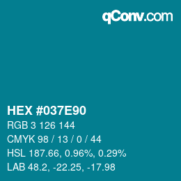 Color code: HEX #037E90 | qconv.com