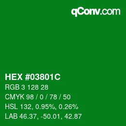 Color code: HEX #03801C | qconv.com
