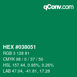 カラーコード: HEX #038051 | qconv.com