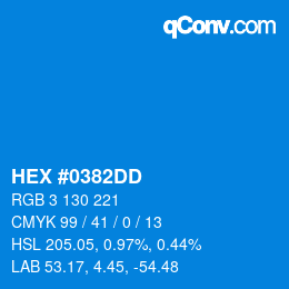 Color code: HEX #0382DD | qconv.com