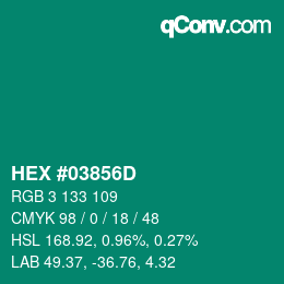 カラーコード: HEX #03856D | qconv.com
