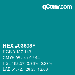 Color code: HEX #03898F | qconv.com