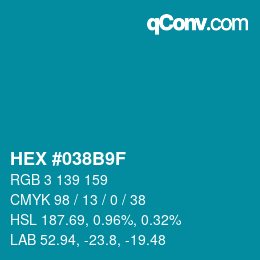 Color code: HEX #038B9F | qconv.com