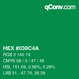 Color code: HEX #038C4A | qconv.com