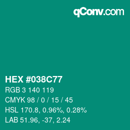 Color code: HEX #038C77 | qconv.com