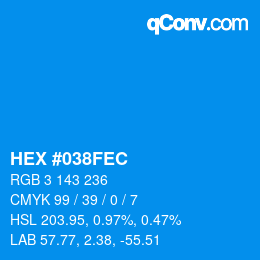 Color code: HEX #038FEC | qconv.com