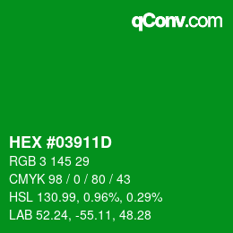 Color code: HEX #03911D | qconv.com