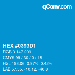 Code couleur: HEX #0393D1 | qconv.com