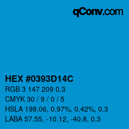 Farbcode: HEX #0393D14C | qconv.com