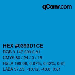 Farbcode: HEX #0393D1CE | qconv.com