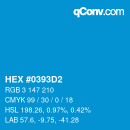 カラーコード: HEX #0393D2 | qconv.com