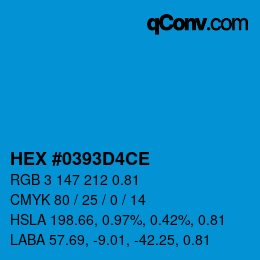 カラーコード: HEX #0393D4CE | qconv.com