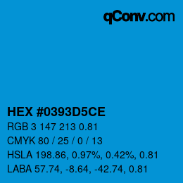 Farbcode: HEX #0393D5CE | qconv.com