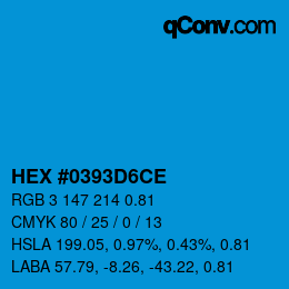 Code couleur: HEX #0393D6CE | qconv.com