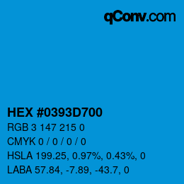 Farbcode: HEX #0393D700 | qconv.com