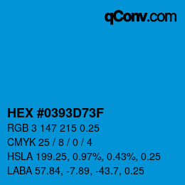 カラーコード: HEX #0393D73F | qconv.com