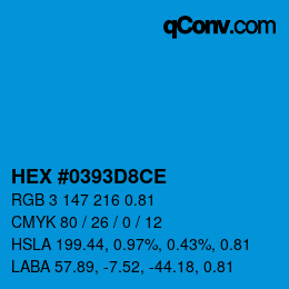 Farbcode: HEX #0393D8CE | qconv.com