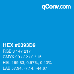 Code couleur: HEX #0393D9 | qconv.com