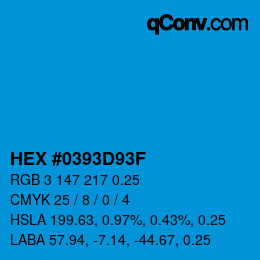 カラーコード: HEX #0393D93F | qconv.com