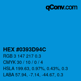 颜色代码: HEX #0393D94C | qconv.com