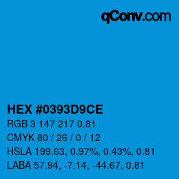 Farbcode: HEX #0393D9CE | qconv.com