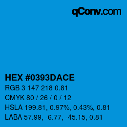 カラーコード: HEX #0393DACE | qconv.com