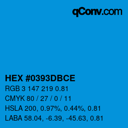 Code couleur: HEX #0393DBCE | qconv.com