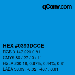 Code couleur: HEX #0393DCCE | qconv.com