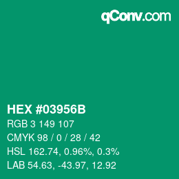 Color code: HEX #03956B | qconv.com