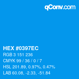 Color code: HEX #0397EC | qconv.com