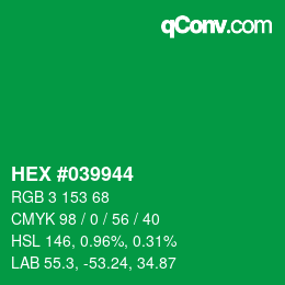 Color code: HEX #039944 | qconv.com